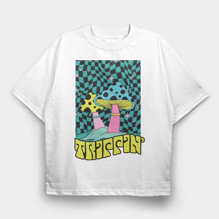 Trippin Mushroom Vibes, Tricou Oversize Barbati (Unisex)