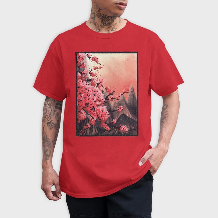 Cherry Blossom Painting, Tricou Barbati (Unisex)