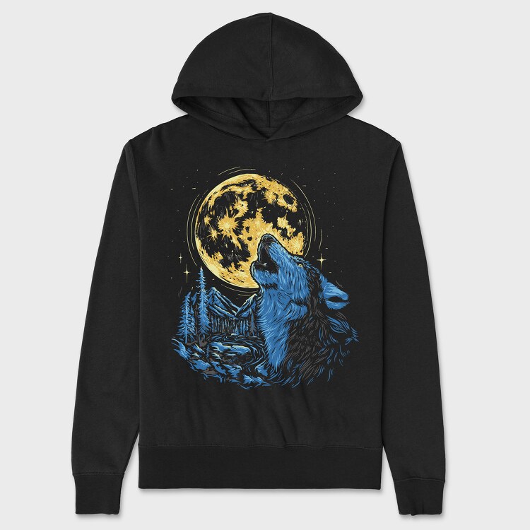 Wolf and Moon, Hanorac Oversize Barbati (Unisex)