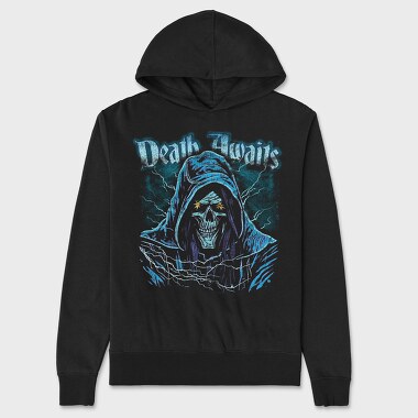 Death Awaits Grim, Hanorac Oversize Barbati (Unisex)