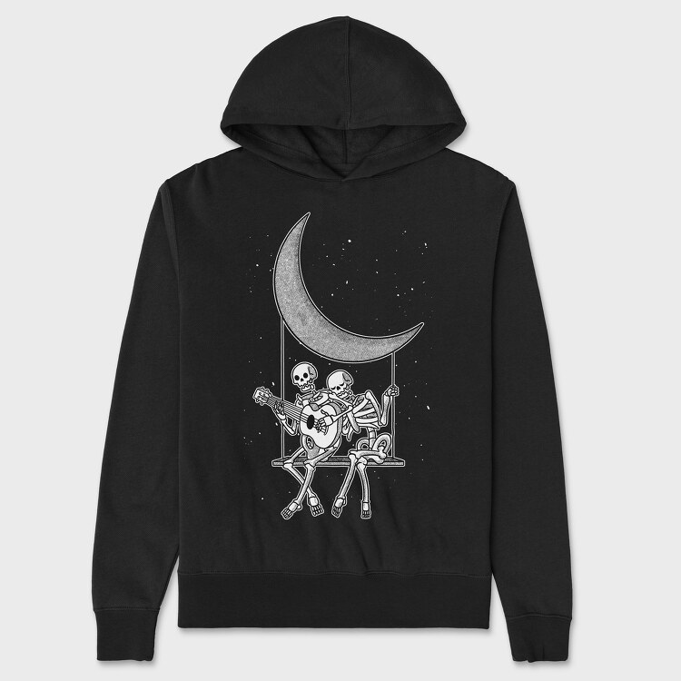 Skeletons Couple Guitar Moon, Hanorac Oversize Barbati (Unisex)