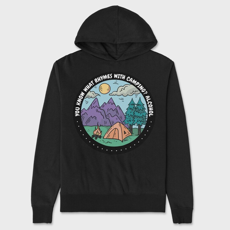 Camping Quote Alcohol, Hanorac Oversize Barbati (Unisex)