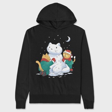 Christmas Cats Snowman, Hanorac Oversize Barbati (Unisex)