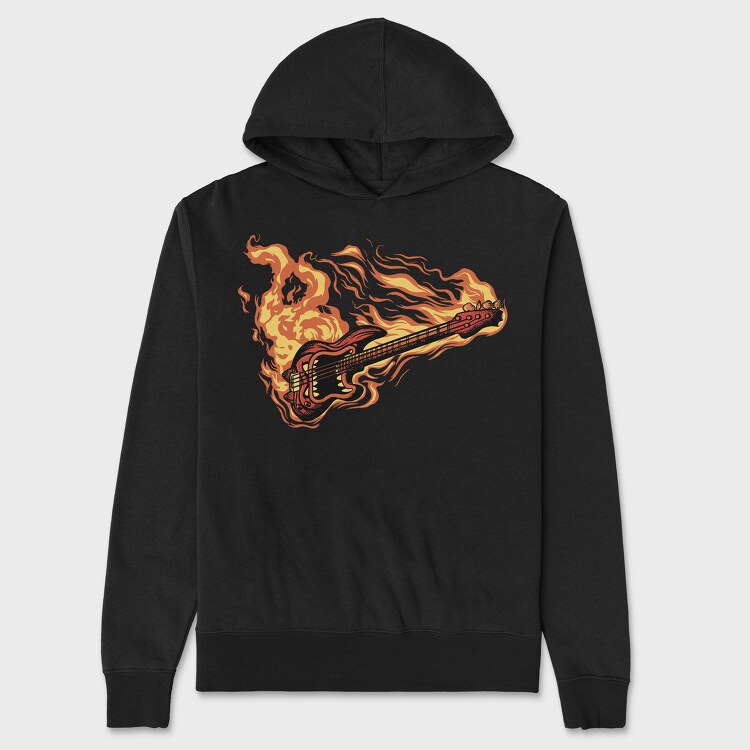 Guitar on Fire, Hanorac Oversize Barbati (Unisex)