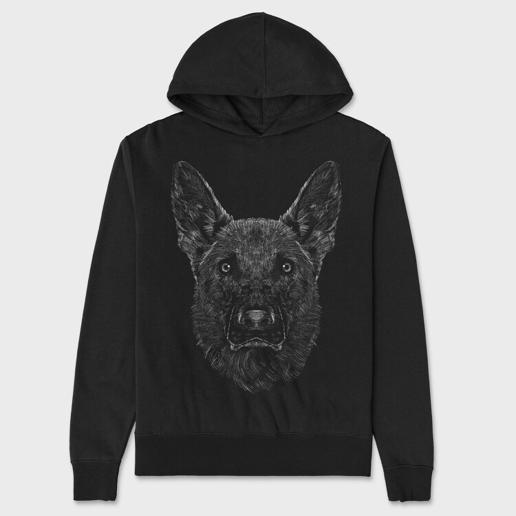 German Shepherd Portrait, Hanorac Oversize Barbati (Unisex)