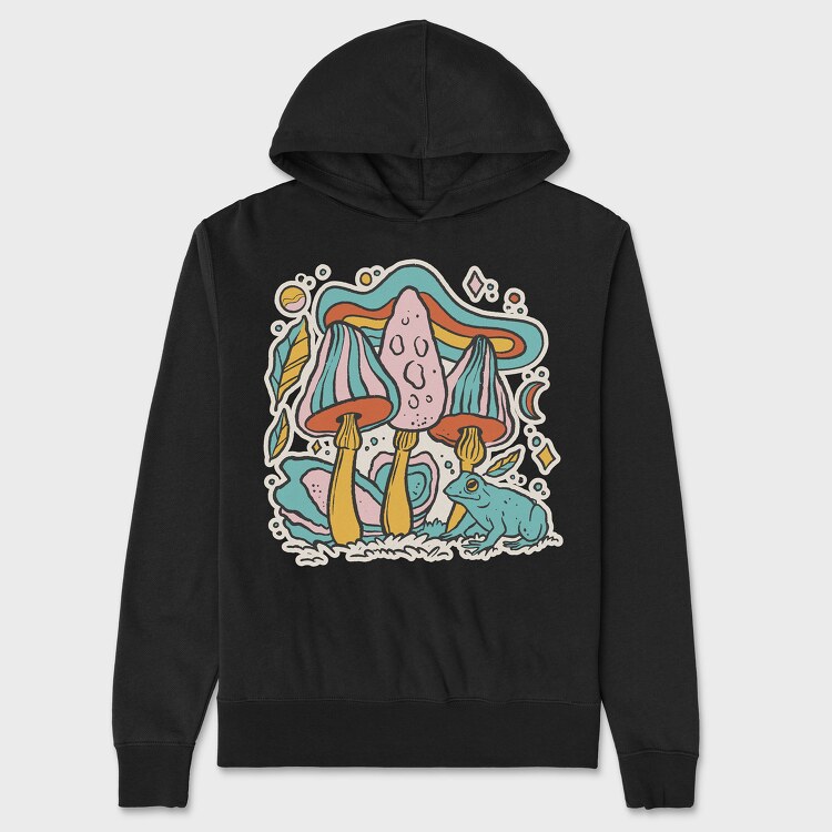 Pastel Retro Mushrooms, Hanorac Oversize Barbati (Unisex)