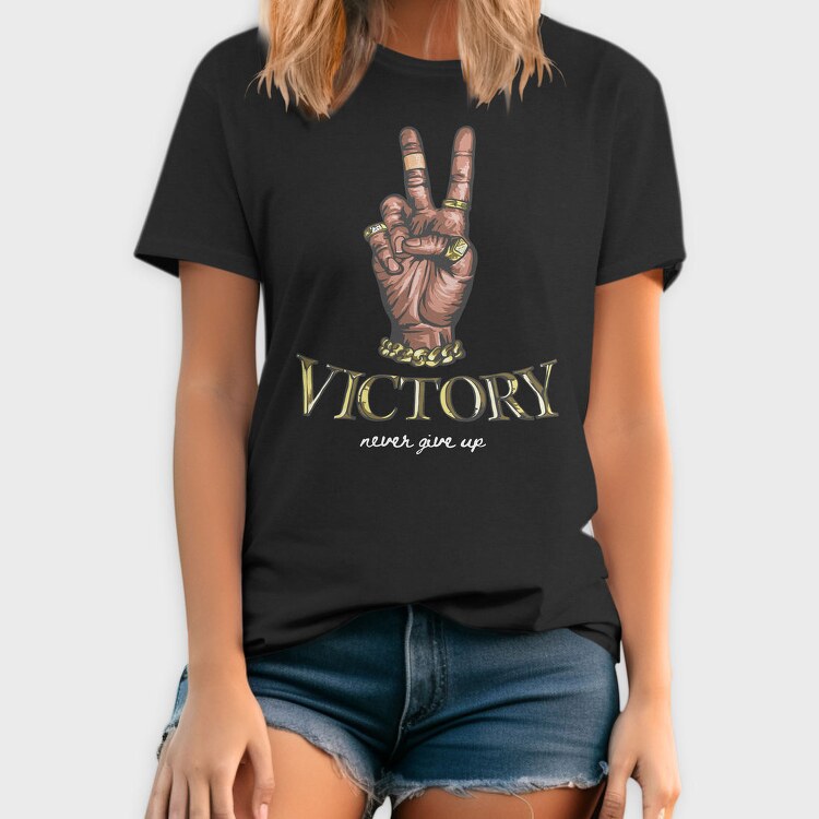 Peace Victory Never Give Up, Tricou Barbati (Unisex)