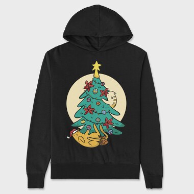 Christmas Tree Cats, Hanorac Oversize Barbati (Unisex)