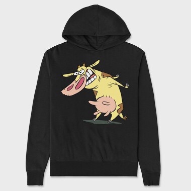 Cartoon Retro Cow and Chicken 1, Hanorac Oversize Barbati (Unisex)