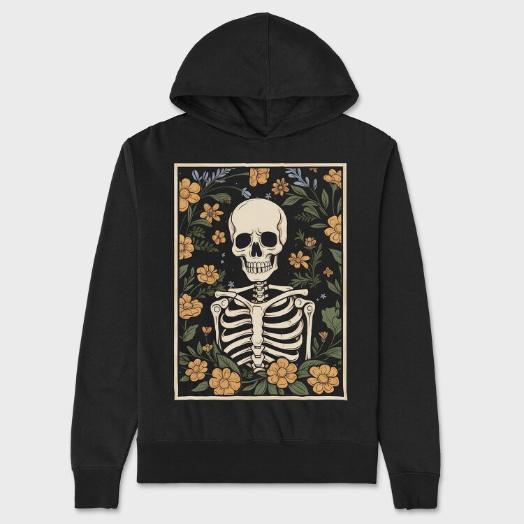 Floral Skeleton, Hanorac Oversize Barbati (Unisex)