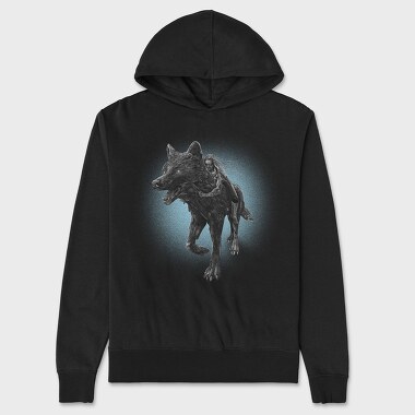 Girl Riding Wolf, Hanorac Oversize Barbati (Unisex)