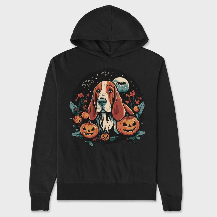 Basset Hound Halloween, Hanorac Oversize Barbati (Unisex)