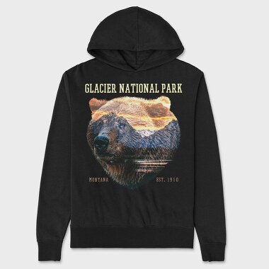 Glacier National Park Bear Lanscape, Hanorac Oversize Barbati (Unisex)