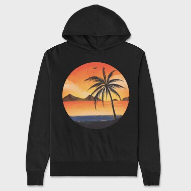 Beach Sunset Palm, Hanorac Oversize Barbati (Unisex)