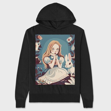 Cute Girl With Rabbit, Hanorac Oversize Barbati (Unisex)