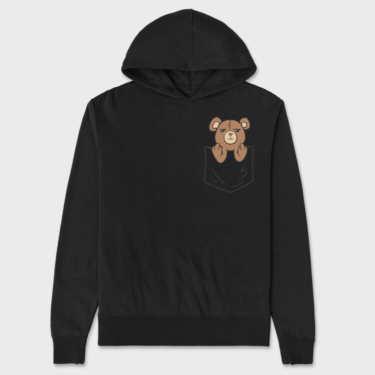 Teddy Bear Middle Finger Pocket, Hanorac Oversize Barbati (Unisex)