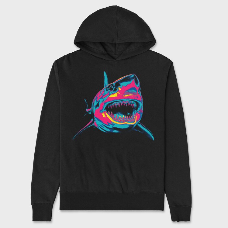 Angry Shark Neon, Hanorac Oversize Barbati (Unisex)