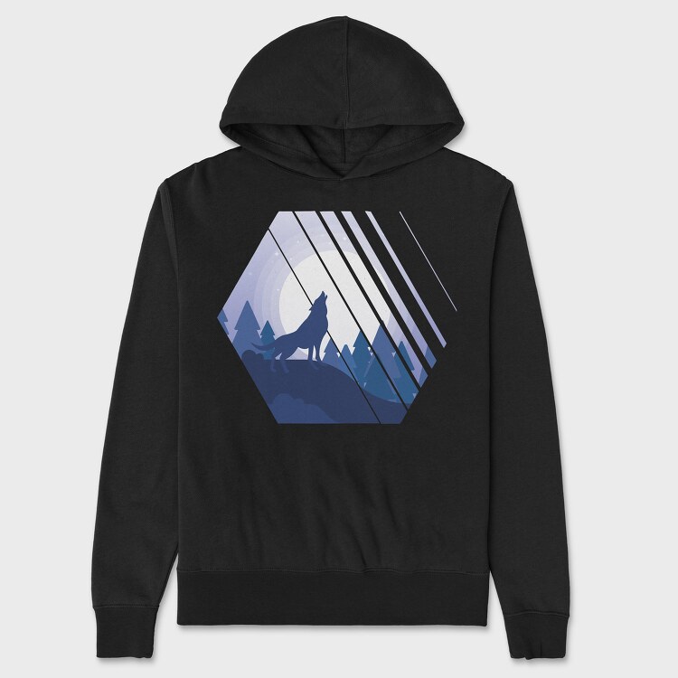 Howling Wolf Hexagon, Hanorac Oversize Barbati (Unisex)