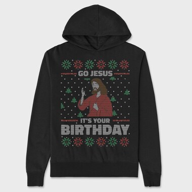 Jesus Birthday Uglysweater, Hanorac Oversize Barbati (Unisex)