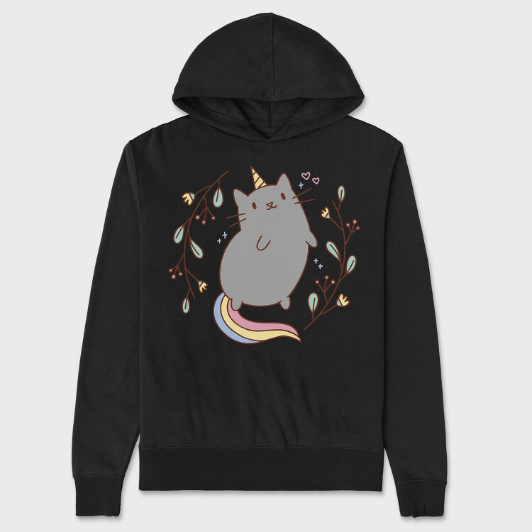 Unicorn Cat Cute, Hanorac Oversize Barbati (Unisex)