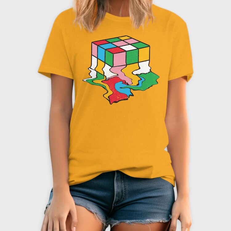 Melting Rubiks Cube, Tricou Barbati (Unisex)