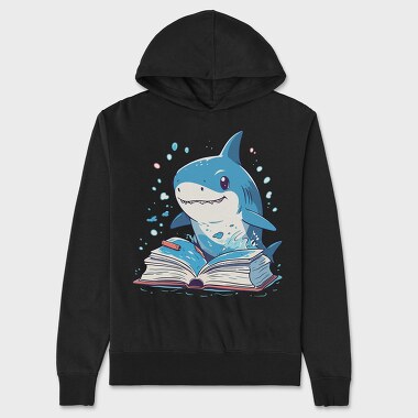 Cute Shark Reading, Hanorac Oversize Barbati (Unisex)