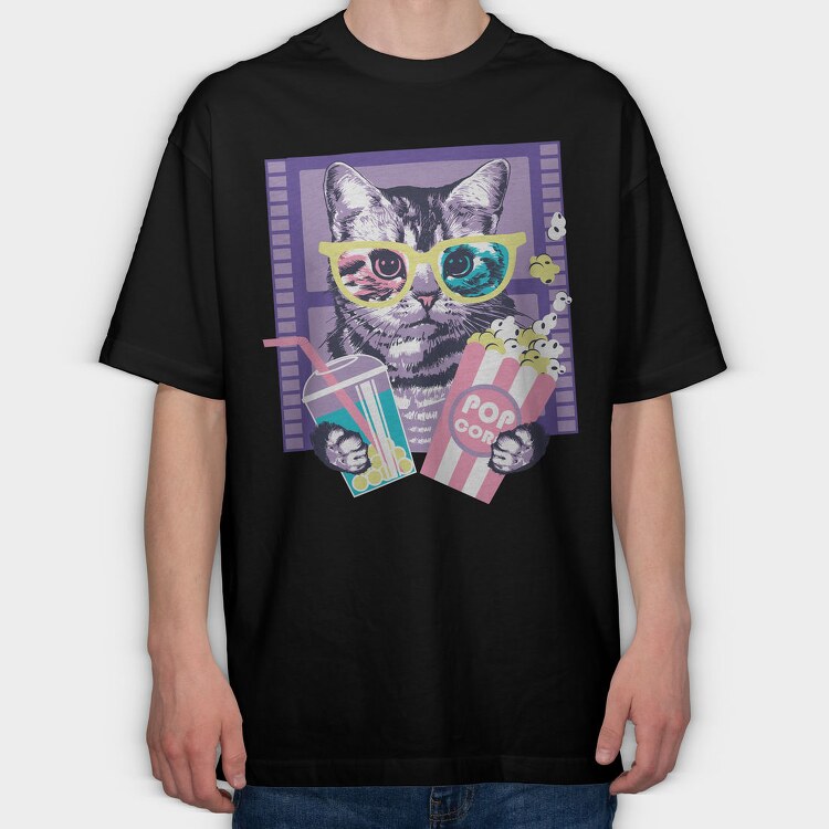 Popcorn Cat Vibes, Tricou Oversize Barbati (Unisex)