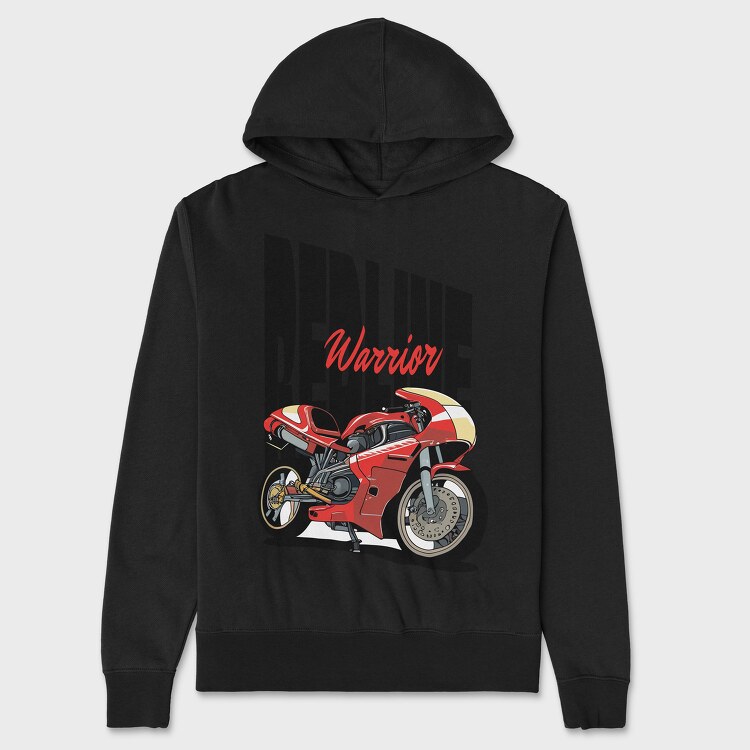 Hanorac Barbati (Unisex), Anime Style Motorcycle Drawing Phrase Redline Warrior