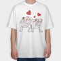 Bulldog Love Hearts, Tricou Oversize Barbati (Unisex)