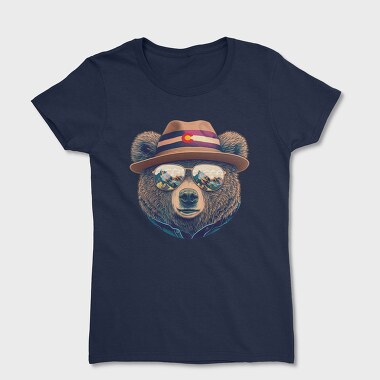 bear face with sunglasses, Tricou Femei