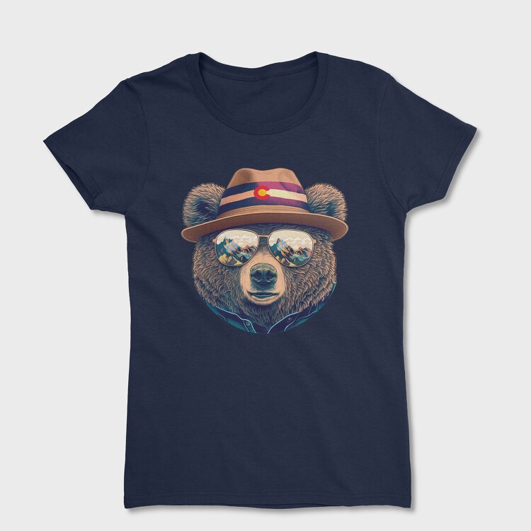 bear face with sunglasses, Tricou Femei