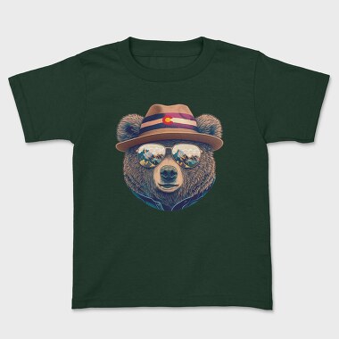 bear face with sunglasses, Tricou Copii