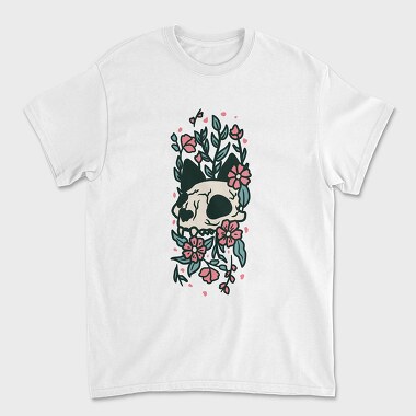 Flowers Cat Skull, Tricou Barbati (Unisex)