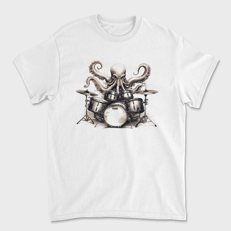 octopus playing drums, Tricou Barbati (Unisex)