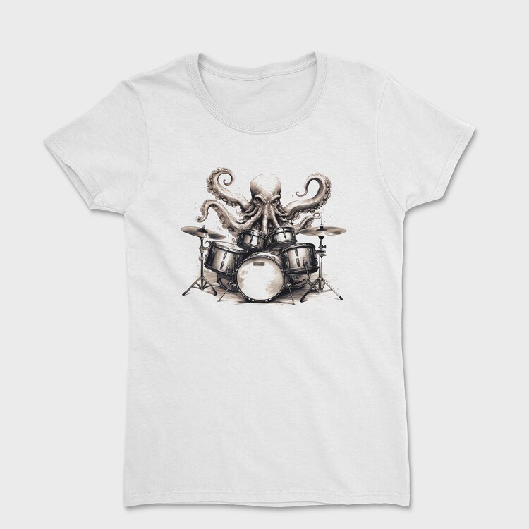 octopus playing drums, Tricou Femei