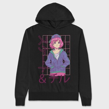 Anime Skate Chill Girl, Hanorac Oversize Barbati (Unisex)