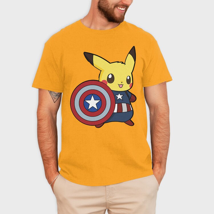 Pikachu Captain Shield, Tricou Barbati (Unisex)