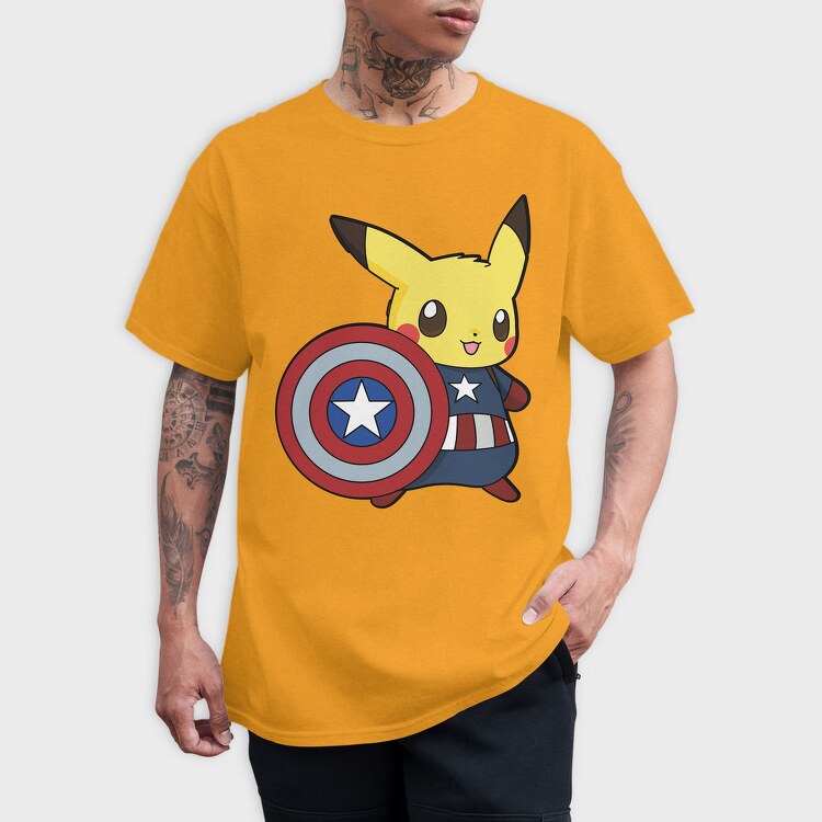 Pikachu Captain Shield, Tricou Barbati (Unisex)