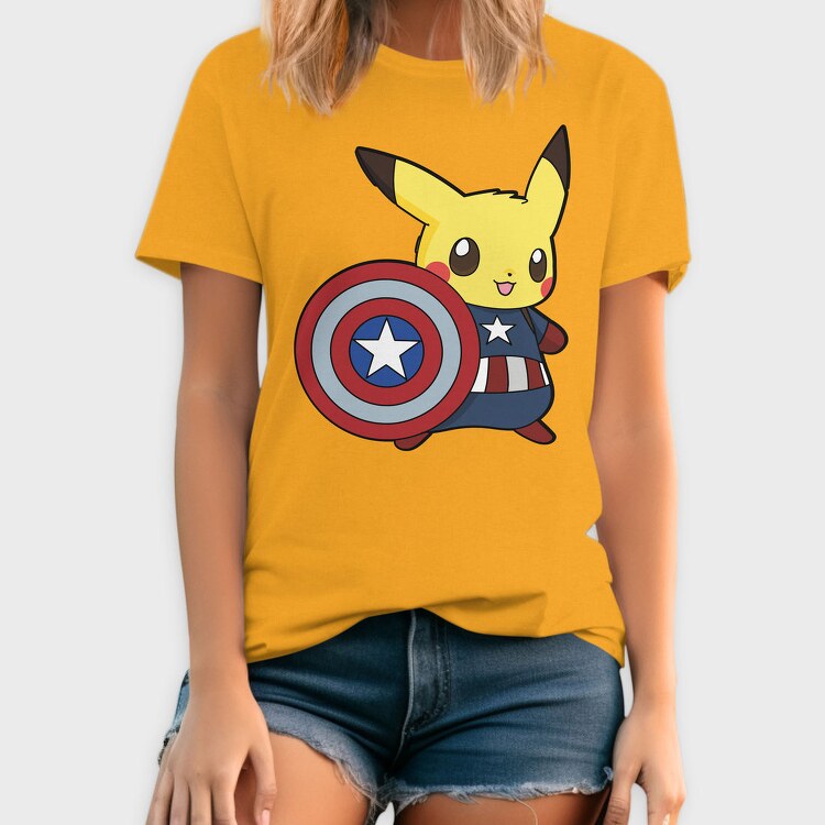 Pikachu Captain Shield, Tricou Barbati (Unisex)