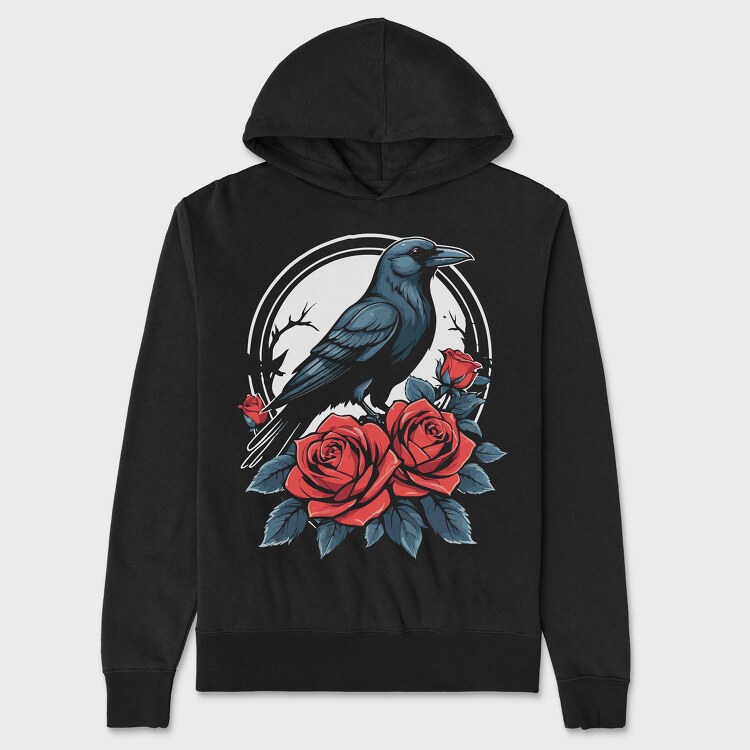 Crow and Roses, Hanorac Oversize Barbati (Unisex)