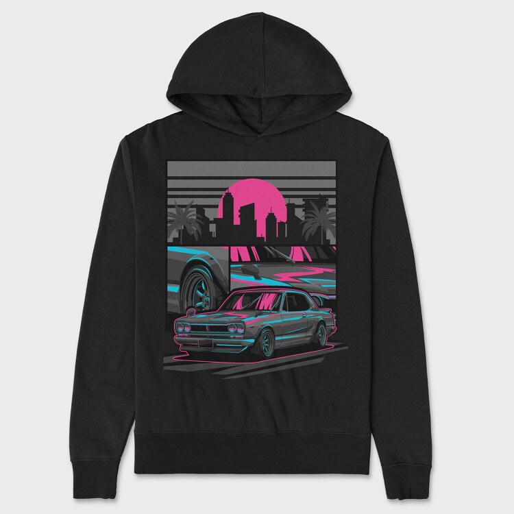 Skyline Retro Night, Hanorac Oversize Barbati (Unisex)