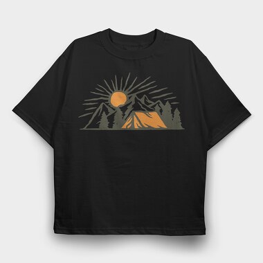 Vintage Adventure Outdoor Camping, Tricou Oversize Barbati (Unisex)