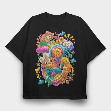 Colorful Collage, Tricou Oversize Barbati (Unisex)