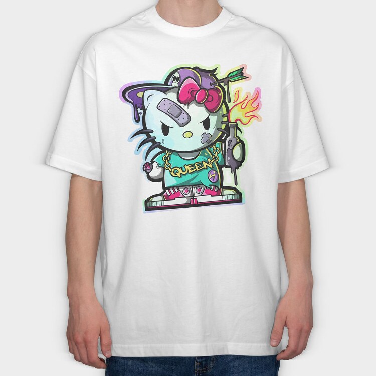 Punk Kitty Queen, Tricou Oversize Barbati (Unisex)