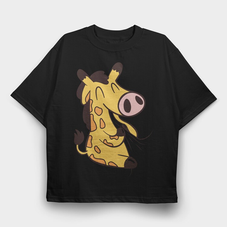 Giraffe Eating, Tricou Oversize Barbati (Unisex)