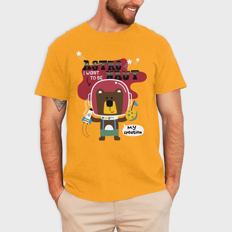 Space Bear Astronaut, Tricou Barbati (Unisex)