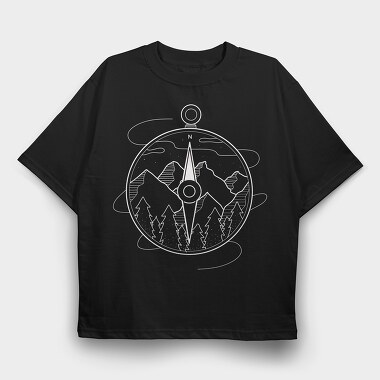 Monochrome Compass, Tricou Oversize Barbati (Unisex)
