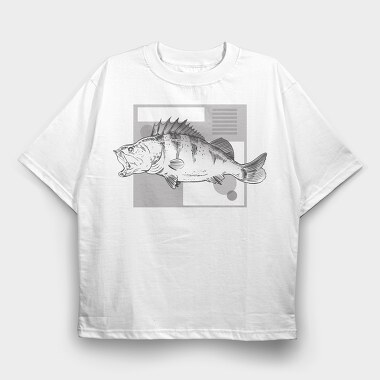 River Perch Sketch, Tricou Oversize Barbati (Unisex)
