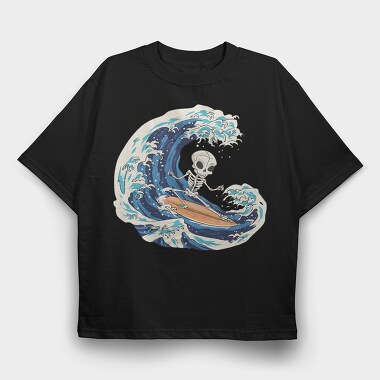 Skull Surfing, Tricou Oversize Barbati (Unisex)