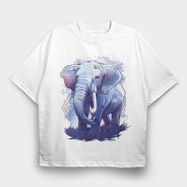 Watercolor Elephant, Tricou Oversize Barbati (Unisex)